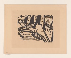 Både på en kaj i byen af Georg Schrimpf (signed by artist)