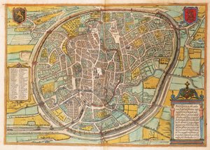 Kort over Bruxelles fra Civitates Orbis Terrarum af Georg Braun