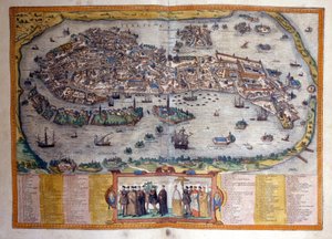 Udsigt over Venedig fra Atlas "Civitates Orbis Terrarum" af Braun og Hogenberg