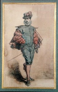 Mandlig karakter i historisk kostume (blyant, blæk og akvarel på papir) af George Sand