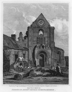 Vestfronten af Jedburgh Abbey Church Roxburghshire (gravering)