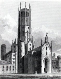 Fonthill Abbey fra nordvest, "Graphic and Literary Illustrations of Fonthill Abbey" af John Britton, graveret af J. Lambert