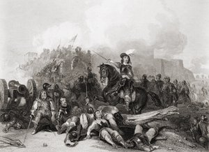The Storming of Bristol, 26. juli 1643, indgraveret af J.C. Varrall (gravering)
