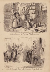Askepot og glasskoen (kobberstik) af George (after) Cruikshank