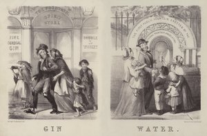 Gin og vand (gravering) af George (after) Cruikshank