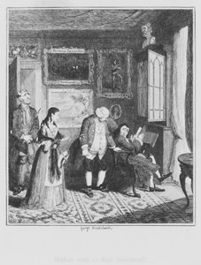 Hildas besøg hos Abel Beechcroft (gravering) af George (after) Cruikshank