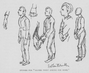 Studier til "Oliver Twist Asking for More" (gravering) af George (after) Cruikshank