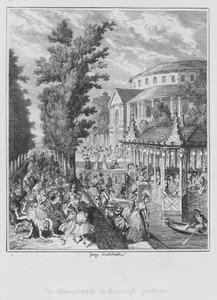 Maskeraden i Ranelagh-haverne (gravering) af George (after) Cruikshank