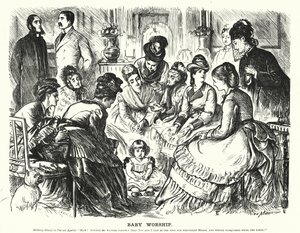 Punch tegneserie: Baby Worship (gravering) af George (after) Du Maurier