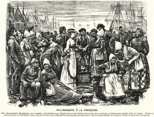 Punch tegnefilm: Billingsgate a la Francaise (gravering) af George (after) Du Maurier