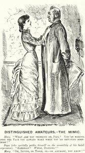 Punch tegneserie: Distinguished Amateurs - the Mimic (gravering) af George (after) Du Maurier