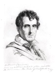 Portræt af Antonio Canova (1757-1822) 1817 (gravering) (s/h foto) af George (after) Hayter