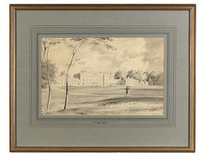 Carton House, Co. Kildare, sæde for hertugen af Leinster (blyant og grå vask) af George (after) Petrie