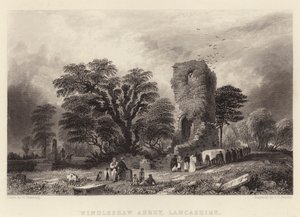 Windleshaw Abbey, Lancashire (gravering) af George (after) Pickering