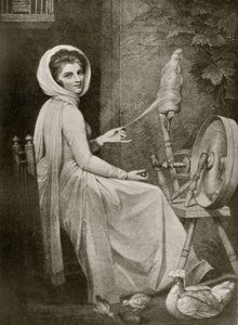 Lady Hamilton som The Spinster, graveret af Thomas Cheesman, fra 