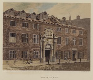 Blackwell Hall, City of London (farve litho) af George (after) Shepherd