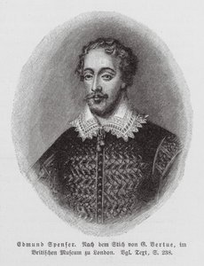 Edmund Spenser, engelsk digter (kobberstik) af George (after) Vertue