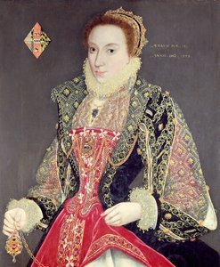 Mary Denton, født Martyn, 15 år gammel i 1573 (olie på panel) af George (attr. to) Gower