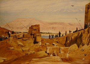 Figures at Work, Luxor (blyant og akvarel på papir)