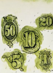 Dollars (blæk & wc på papir) af George Adamson