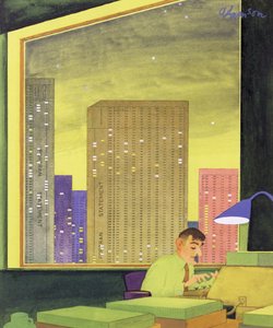 Arbejder sent på kontoret, (fra et Punch-magasinforside, 11. maj 1966)