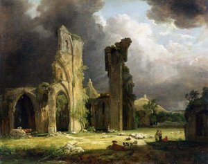 Glastonbury Abbey med Tor hinsides