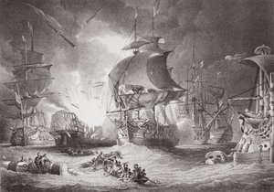 The Battle of the Nile, 1. august 1798, fra `Illustrationer af engelsk og skotsk historie