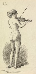 Nøgen kvinde spiller violin