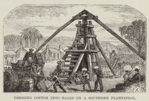 Pressning af bomuld i baller på en sydlig plantage af George Augustus Sala