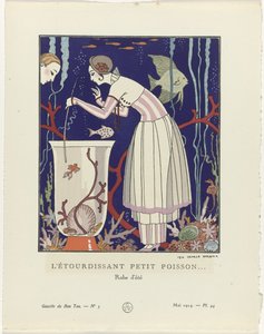 Gazette du Bon Ton, 1914 - nr. 5, pl. 44: Den fantastiske lille fisk (...) / Sommerkjole (titel på objektet) af George Barbier