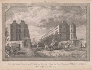 Devonshire Place og Wimpole Street ... af George Barret Jr.