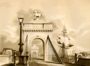 Norfolk Bridge, New Shoreham, 1835. af George Baxter