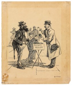 Gadehandler, ca. 1895 (blæk på papir) af George Benjamin Luks