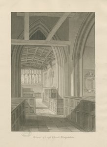 Interiør af Leigh Church: sepia tegning