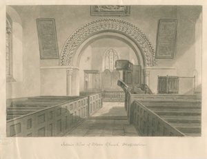 Interiør af Stowe Church: sepia vask tegning