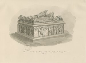 Leigh Church - Monument of Sir John Aston: sepia drawing, 1841dani
