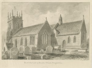 Sandon Church: sepia tegning, 1841