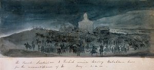 De franske, sardiske og tyrkiske hære forlader Balaklava-linjerne til en rekognoscering, 1854 ca.