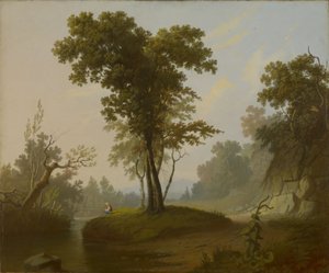 Landskab med fisker af George Caleb Bingham