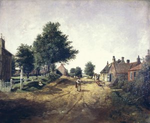 Hollym Village, Holderness, ca. 1885 (olie på lærred) af George Cammidge