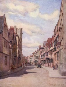 Oxford: Holywell Street (farve litografi)
