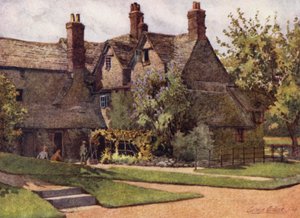 Oxford: The Cottages, Trinity College (farve litho)