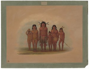 En Connibo indisk familie af George Catlin