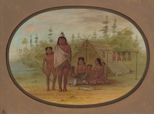 En fladhovedet høvding med sin familie, 18551869. af George Catlin
