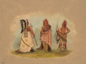En Pawnee-høvding med to krigere, 18611869. af George Catlin