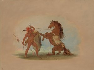En Pawnee-kriger, der ofrer sin yndlingshest, 18611869. af George Catlin