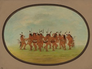 Underholdende dans - Sioux, 18611869. af George Catlin