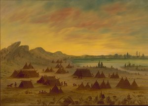 En Apachee Village, 18551869. af George Catlin