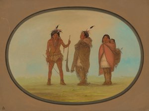 Arapaho-høvding, hans kone og en kriger, 18611869. af George Catlin