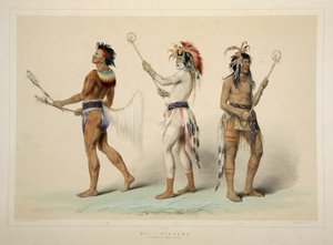 Boldspillere, fra Catlins North American Indian Portfolio. Jagtscener og forlystelser i Rocky Mountains og Prairies of America, pub. 1845 af George Catlin